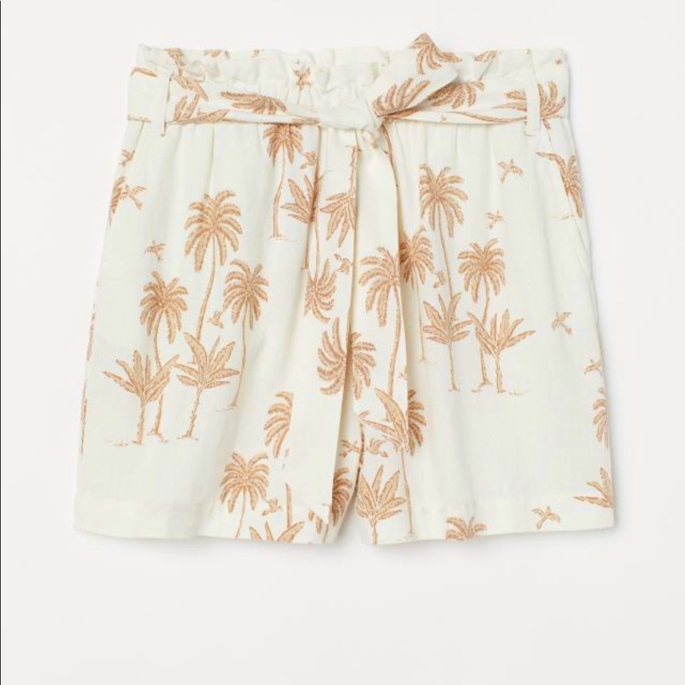 Desmond & Dempsey x H&M Linen-blend paper bag shorts